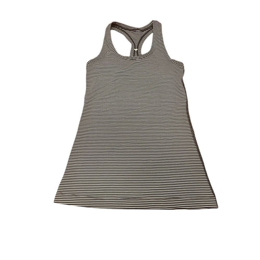 Lululemon cool racer tank top Small black white stripes running yoga